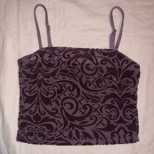 Burnout Velvet & Mesh Crop Tank Top